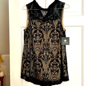 Fortune + Ivy Bellah lace blouse Black & tan new with tags